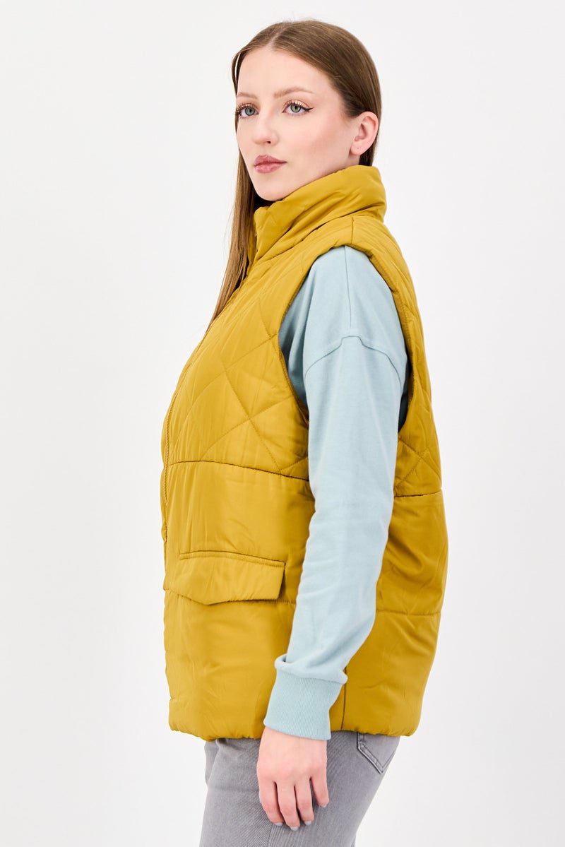 Fire & Glory Women Plain Puffer Jacket, Mustard - Image 2
