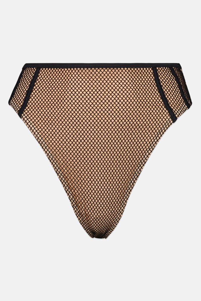 Asos Design Women Fishnet High Waist Bikini Bottom, Black  - Image 1