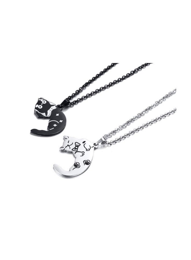 Stainless Steel Personalized Custom Engraved Name Puzzle Heart Matching Necklace Set for Couples