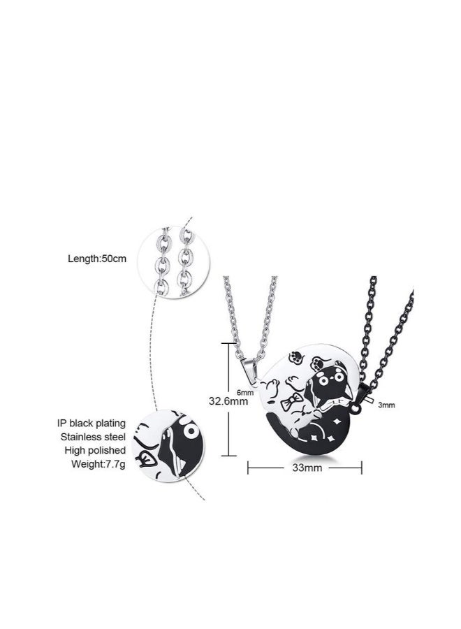 Stainless Steel Personalized Custom Engraved Name Puzzle Heart Matching Necklace Set for Couples