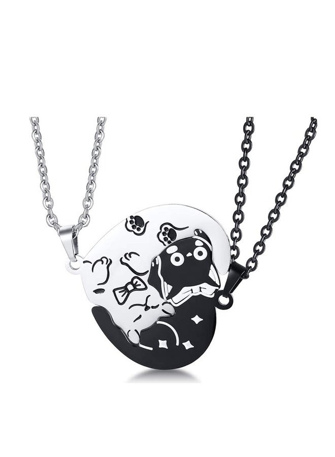 Stainless Steel Personalized Custom Engraved Name Puzzle Heart Matching Necklace Set for Couples