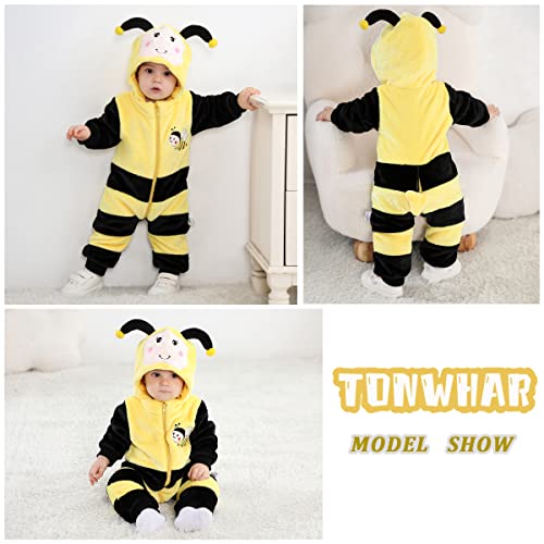 TONWHAR Unisex-Baby Animal Onesie Costume Cartoon Animal Outfit Homewear Kids' One-Piece Rompers(2-3 Months, Bee) - Image 5