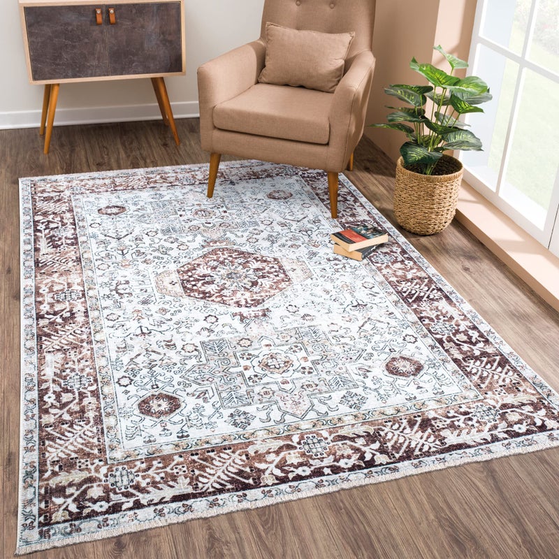 Bloom Rugs Caria Washable NonSlip 7 ft Runner IvoryBlack Striped Runner for Entryway Hallway Bathroom and Kitchen Exact Size 26 x 7