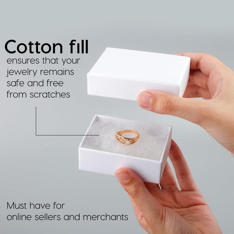 BULK PARADISE 6 Pack Cotton Fill White Cardboard Paper Jewelry Box Gift Size 3.08 x 2.28 x 1.1 Inches Perfect for Small Gifts - Image 4