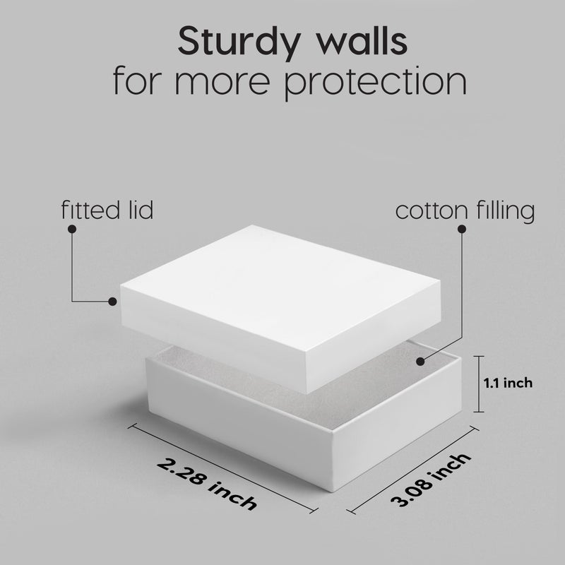 BULK PARADISE 6 Pack Cotton Fill White Cardboard Paper Jewelry Box Gift Size 3.08 x 2.28 x 1.1 Inches Perfect for Small Gifts - Image 3