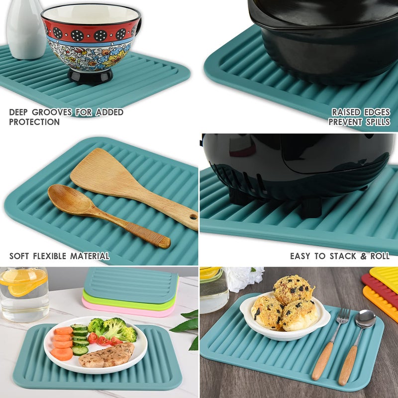 Smithcraft Smithcraft Silicone Trivet for Hot Dish and Pot Hot Pads Counter Mat Heat Resistant Table Dish Drying Mat or Placemats 2 Pack Size:9x12 Inch  Color: Red  Shape:Rectangular  - Image 4