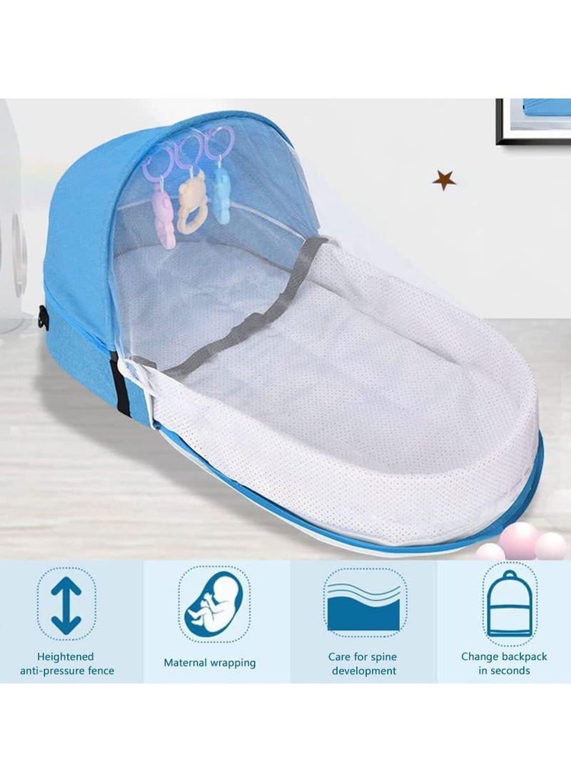 Generic - Baby Travel Cot with Mosquito Net and Awning, Foldable Baby Tent, Washable Crib Bionic Travel Bed Breathable Cradle Cot, Portable Baby Cot, Foldable Baby Cot with Mosquito Net (Grey) - Image 1