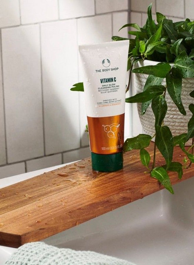THE BODY SHOP Vitamin C Daily Glow Cleansing Polish – Exfoliating Face Cleanser with Jojoba Microbeads & Volcanic Glass Perlite | Gently Removes Dead Skin Cells, Reveals Radiance, Smooths & Softens Skin | Infused with Camu Camu Berry Extract, 100 ml - Image 2