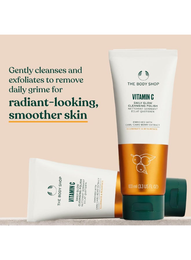 THE BODY SHOP Vitamin C Daily Glow Cleansing Polish – Exfoliating Face Cleanser with Jojoba Microbeads & Volcanic Glass Perlite | Gently Removes Dead Skin Cells, Reveals Radiance, Smooths & Softens Skin | Infused with Camu Camu Berry Extract, 100 ml - Image 4