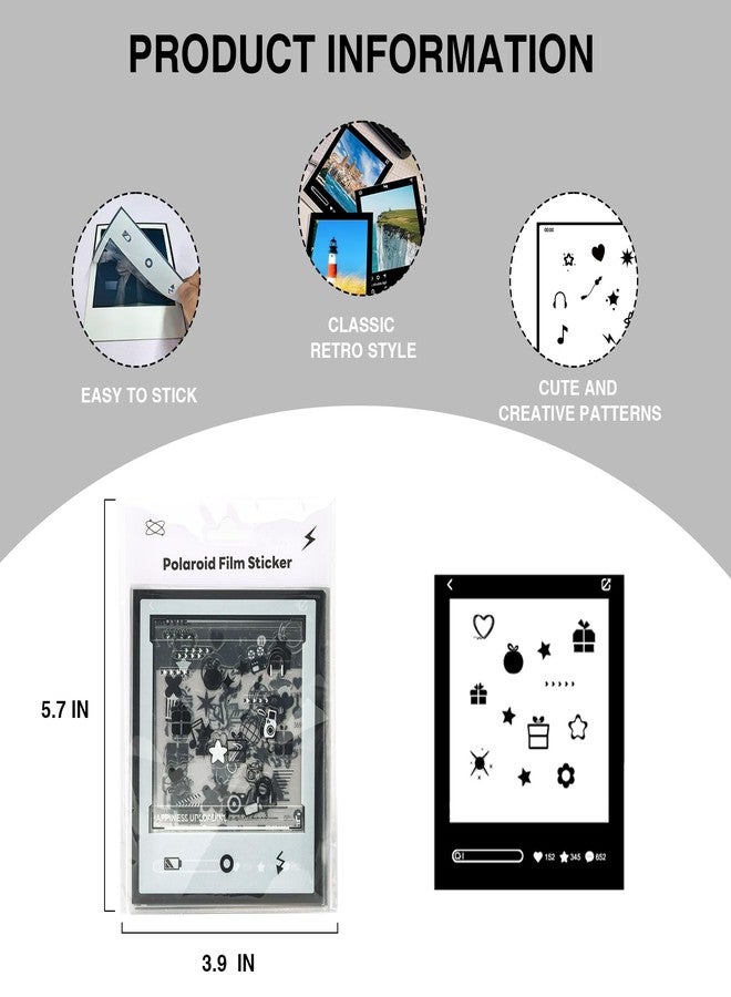 CAIYOULE Instant Films Frame Stickers - Decor Border Stickers for Polaroid Now 3rd/OneStep/Now/Now+/I-Type/Flip Instant Film Camera with 20 PCS Refrigerator Magnetic Photo Frames, 12 PCS DIY Stickers - Image 3