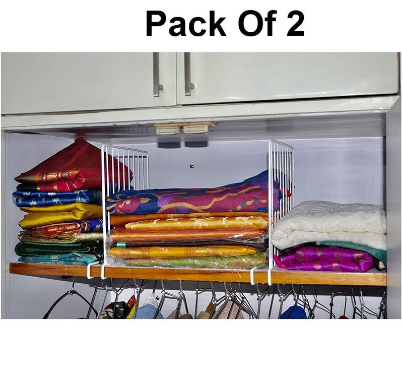 Silverline Silver Line Wooden Racks Closet Shelf Organiser Closet Separator Cabinet Shelf Dormitory Storage RackPartition Storage Organiser White Pack of 2 - Image 3