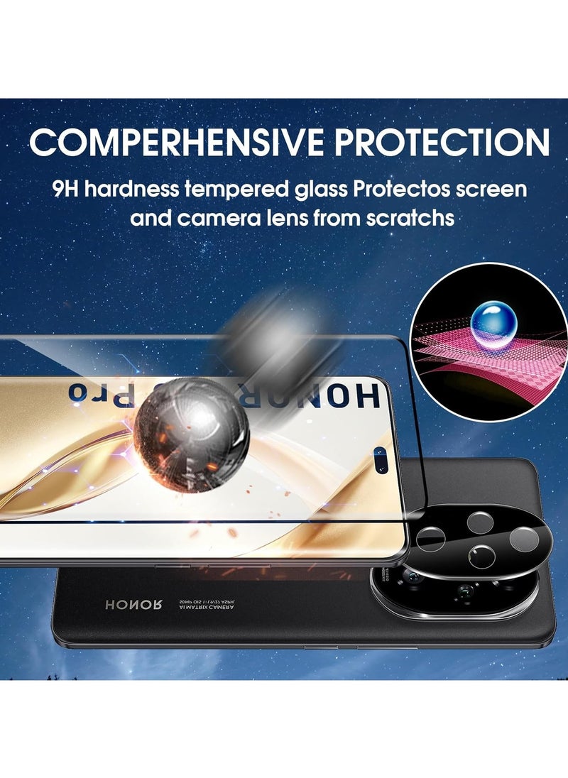 General Honor 200 Pro Tempered Glass Screen Protector, 2 + 2 Piece Protective Glass + Camera Protection Tempered Glass Film (Black), 9H Hardness HD Screen Protector, Bubble Free, Scratch Resistant  - Image 2