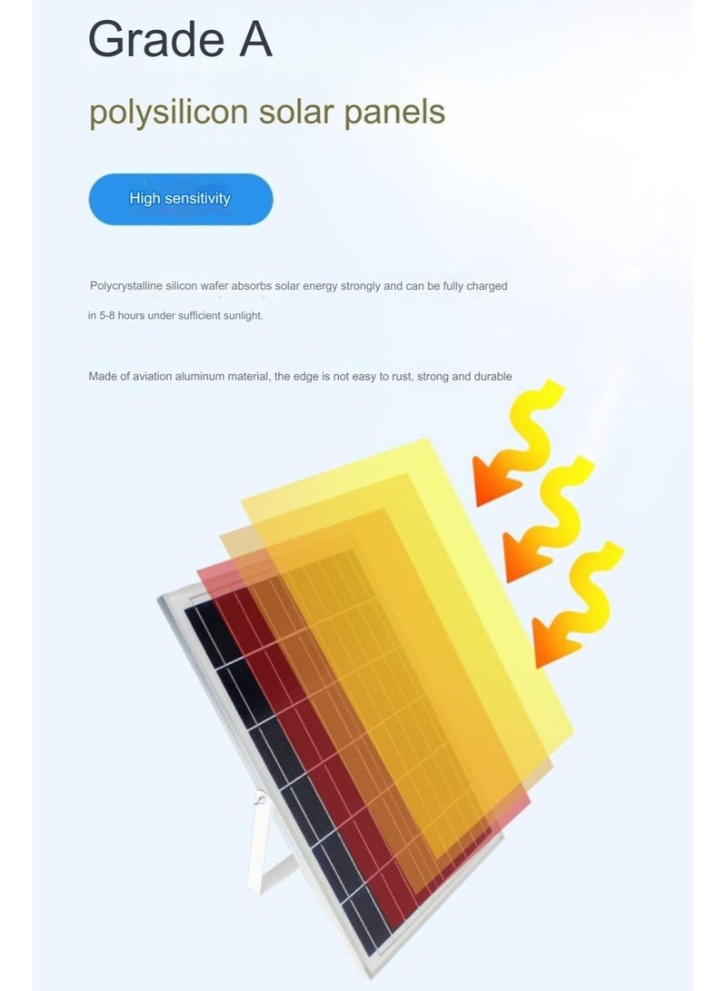 جورتان JORTAN 400 Watt Solar LED Flood Light، لوحة شمسية 18 وات، بطارية 24000 مللي أمبير، سطوع عالي، IP66 مقاوم للماء، بطارية احتياطية من 12 إلى 15 ساعة، طاقة شمسية داخلية وخارجية - Image 5