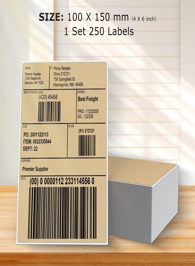 FINDAT 4 x 6 Shipping Labels Fanfold Khaki Vinyl Thermal Stickers Self-Adhesive Waterproof Direct Printing Label Paper for UPS Address Mailing Package Barcode 250 PCS - Image 2