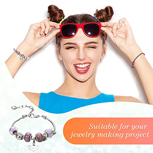 Hicarer 27 Pieces Snake Charm Bracelet Chain Adjustable Charm Bracelet Chain with Heart Shape Extender Copper DIY for Women Jewelry Making(6.3 Inch,Silver) - Image 2
