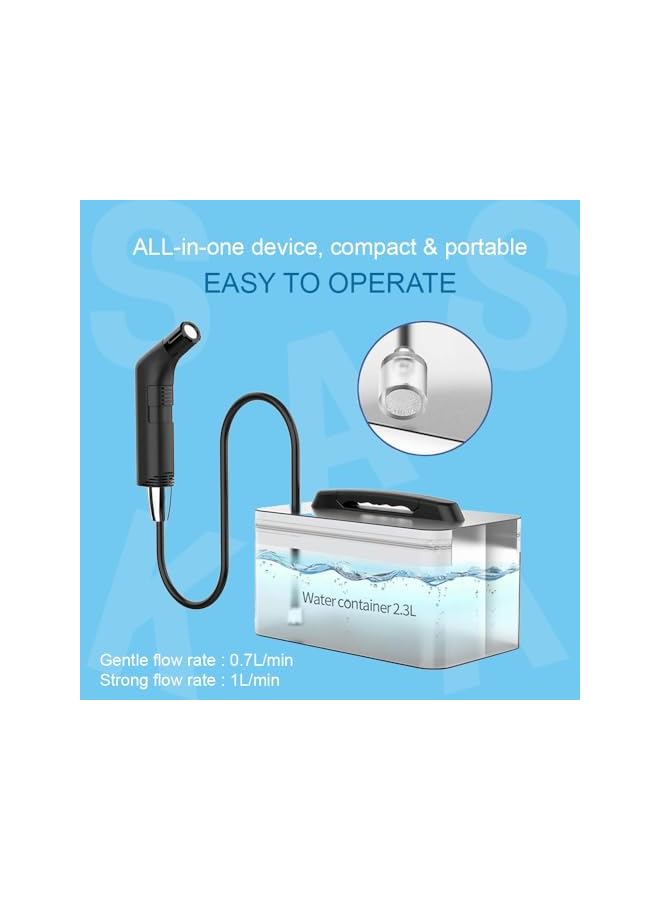 The Bros بيديت محمول قابل لإعادة الشحن من ذا بروز - رشاش تواليت محمول للنظافة مع حاوية ماء سعة 2.3 لتر، أسود - Image 3