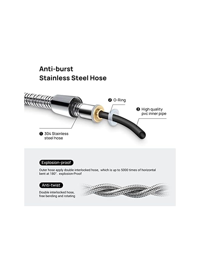 The Bros Shattaf Set, Bidet Sprayer for Toilet with 47inches Stainless Steel Bidet Hose, Wall Mounted Handheld Bathroom Spray for Personal Hygiene, Chrome - Image 5