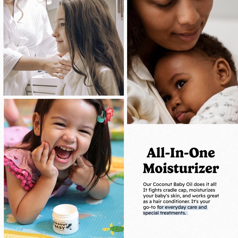 Coconut Essentials Coconut Baby Oil for Hair & Skin Care, Natural & Organic, Coconut Oil for Cradle Cap, and Infant Scalp Relief, Hair Oil for Adult and Newborn, Sensitive Skin Moisturizer, Unscented - 2 fl oz - Image 4