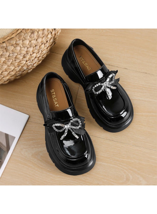 St&Sat Saturday Loafers Women's Short Height Increase Jk Uniform Shoes Women's High Heel Leather Shoes Women's - Image 3