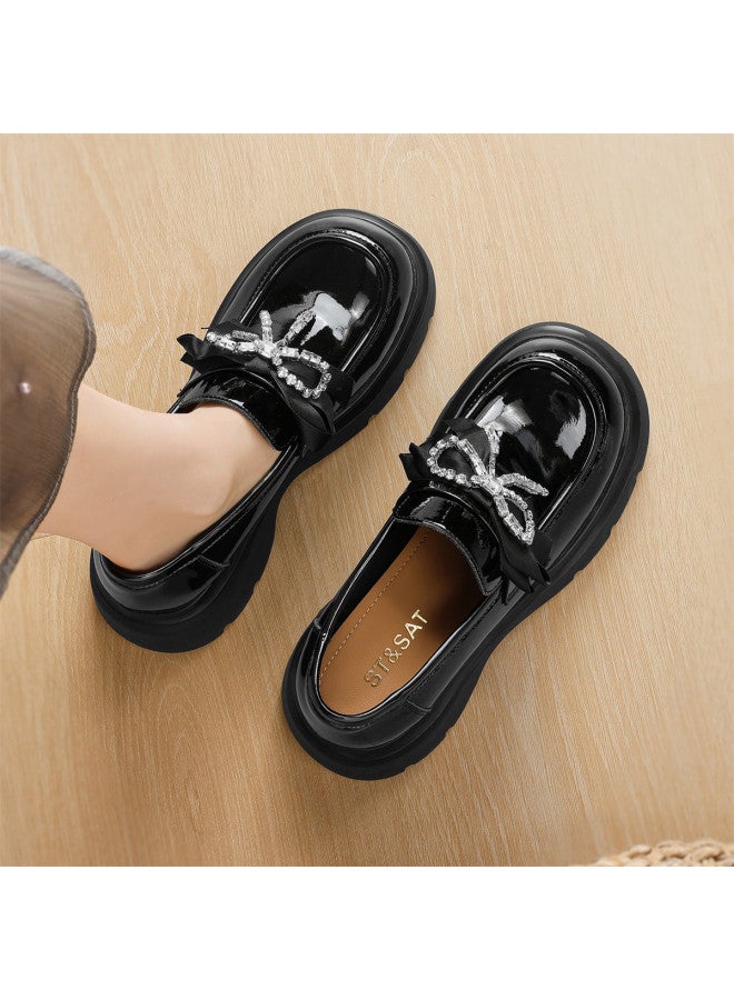 St&Sat Saturday Loafers Women's Short Height Increase Jk Uniform Shoes Women's High Heel Leather Shoes Women's - Image 2