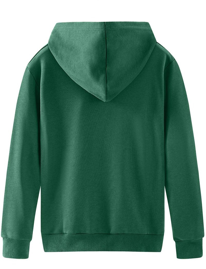 Spring&Gege Youth Solid Pullover Sport Hoodies Soft Kids Hooded Sweatshirts for Boys and Girls Size 11-12 Years Dark Green - Image 2