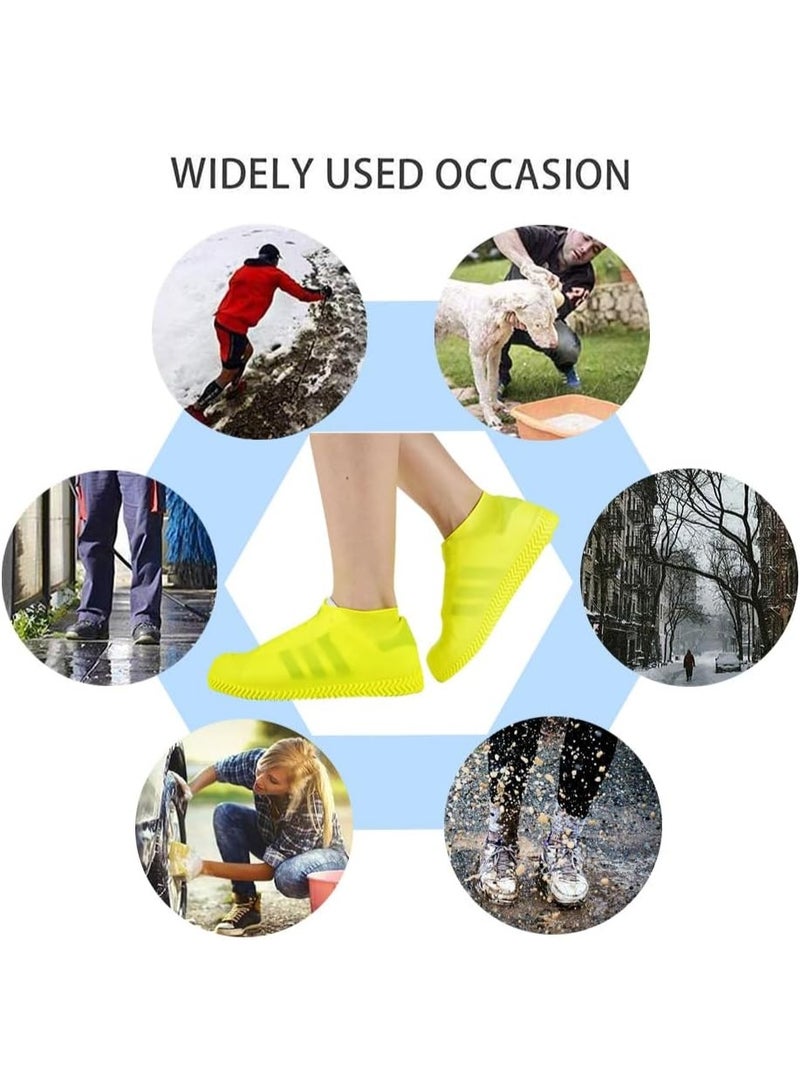 Meetion Waterproof Shoe Covers, Non-Slip Water Resistant Overshoes Silicone Rubber Rain Shoe Cover Outdoor Cycling Protectors Apply to Men, Women, Kids (Medium, Yellow) - Image 4