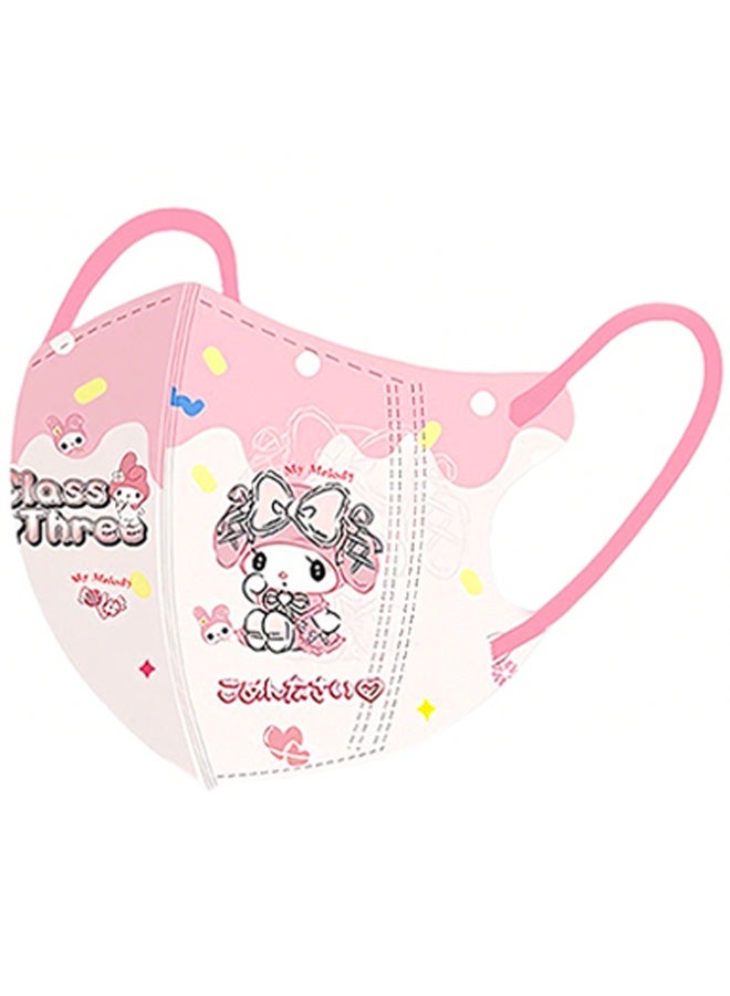 Sanrio Individually Wrapped Kids Disposable Face Mask,30 pcs Masks for Children and Teenagers,3-Layer Cute Unisex Children's Masks - Image 2