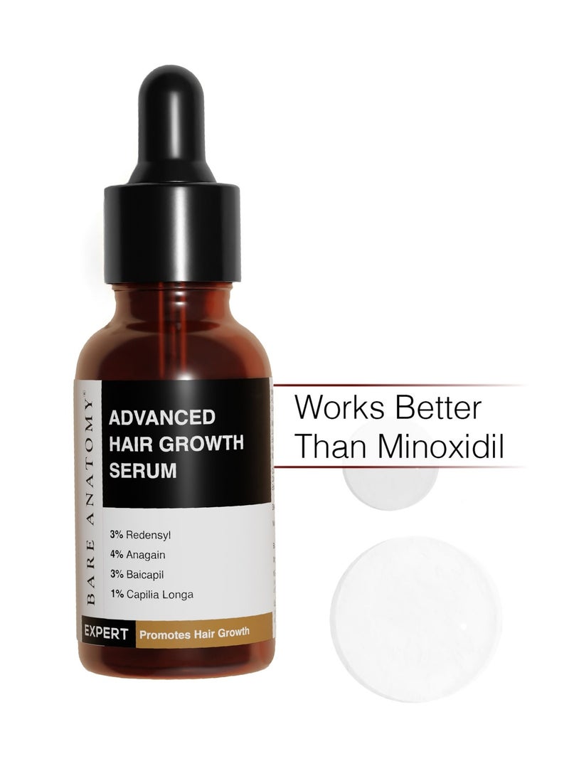BARE ANATOMY Hair Growth Advanced Serum | 3% Redensyl + 4% Anagain + 3% Baicapil + 1% Capilia Longa, Rosemary, Biotin & Rice Extract | 30mL - Image 1