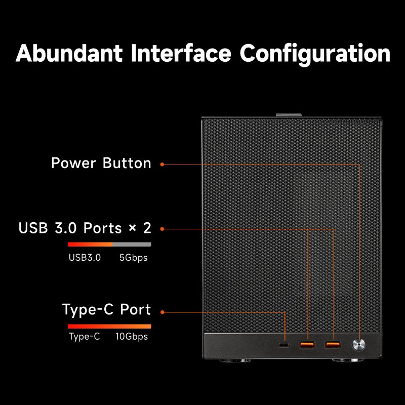 PCCOOLER CPS K101 Mini ITX PC Case, Mesh High Airflow SFF Chassis, Fits 340mm GPU, 3X 12015 Slim Fan Support, Ergonomic Handle, Tool-Free Side Panels, USB 3.0 & Type-C(Pcie Riser Cable Not Included) - Image 5