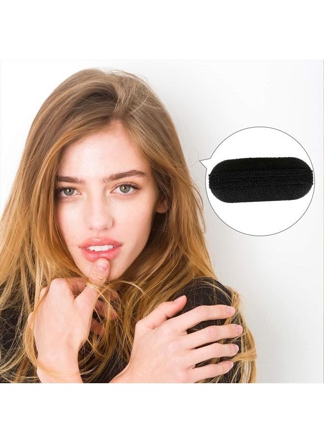 WILLBOND 11 Pieces Sponge Volume Hair Bases Set Bump it Up Inserts Hair Styling Tools Bump Up Combs Clips Sponge Hair Bun Updo Accessories for Women Girl DIY Hairstyles (Black)  - Image 4