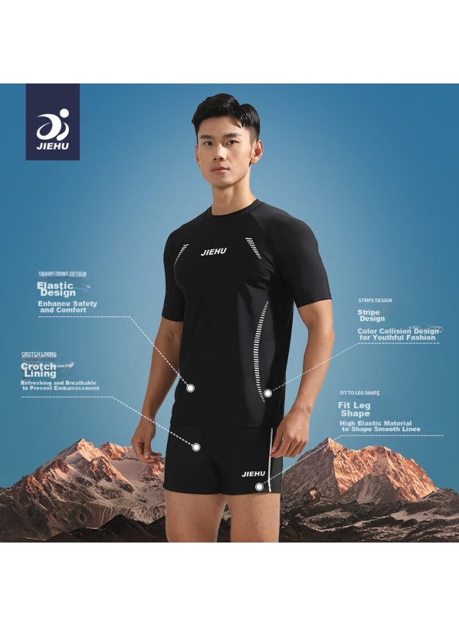 Jettiger Jiehu Men's Swimwear Set, Quick-dry Swimsuit, Anti-embarrassment Surfing And Diving Suit, Training Swimming Equipment, Complete Set - Image 1