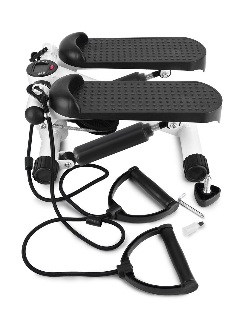 DubaiGallery Mini Stepper Abs Toner Workout without Electronic Display Home Exercise Equipment with Resistance Bands (with Rope), Air Climber Stepping Fitness Machine - White  - Image 2