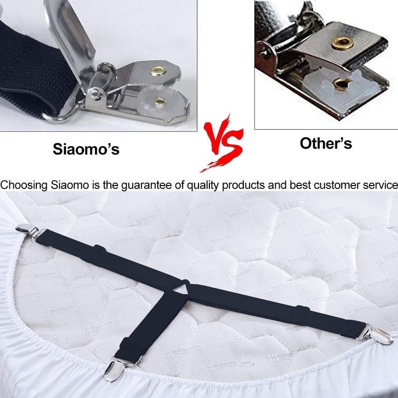 Kimee Bed Sheet Holders Straps Fasteners - 4 Pcs Triangle Sheet Fasteners Fitted Sheet Corner Holder Elastic Adjustable Band Sheet Holders Clip Suspenders Grippers(Black) - Image 5