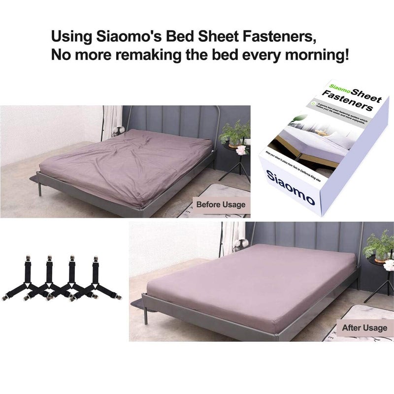 Kimee Bed Sheet Holders Straps Fasteners - 4 Pcs Triangle Sheet Fasteners Fitted Sheet Corner Holder Elastic Adjustable Band Sheet Holders Clip Suspenders Grippers(Black) - Image 2