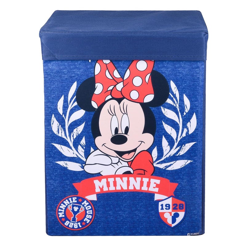Kuber Industries Minnie Toy Storage Box | Laundry Basket for Toys | Folding Laundry Basket | Clothes Hamper with Lid & Handles | 60 LTR | Navy Blue - Image 2