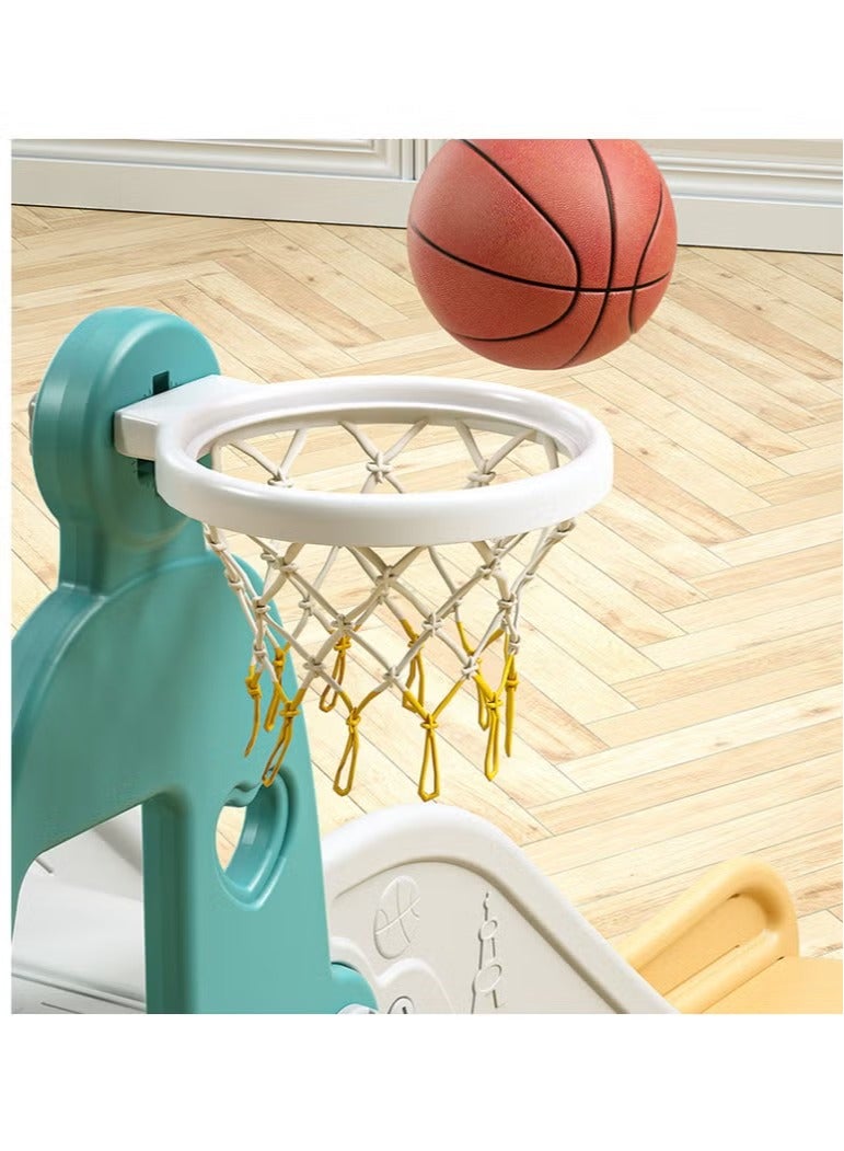 فول جوي مجموعة زحليقة وأرجوحة مع حلقة كرة سلة 3*1 للأطفال،مجموعة ملعب داخلي وخارجي للأطفال الصغار،مجموعة ألعاب تسلق للأطفال - Image 3