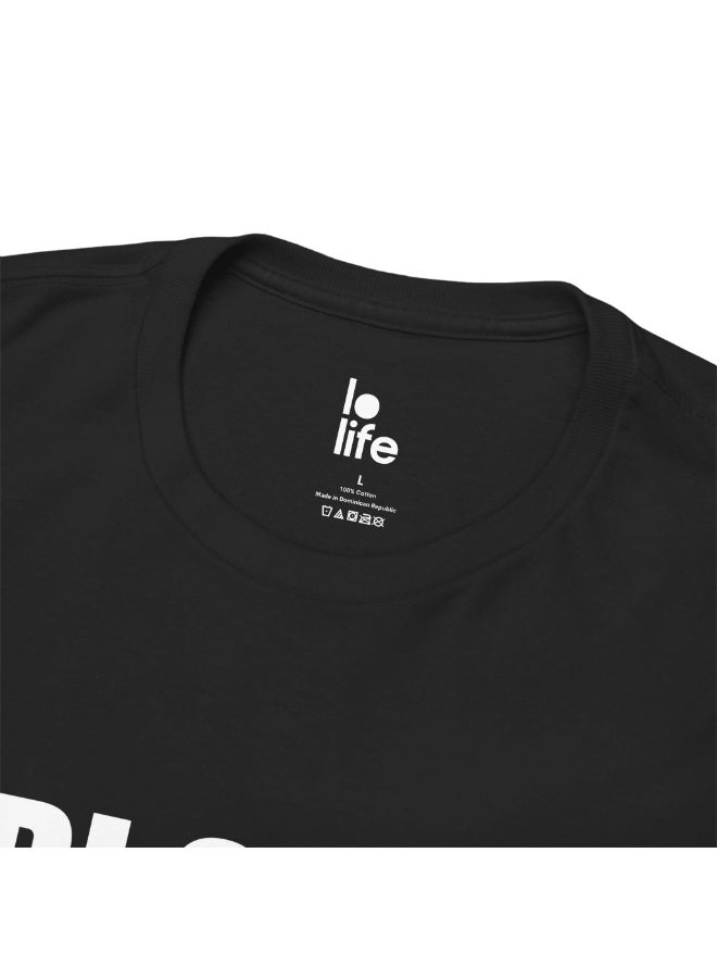 Lo Life Block Unblock Repeat T-Shirt | Black Cotton Graphic Tee - Image 4