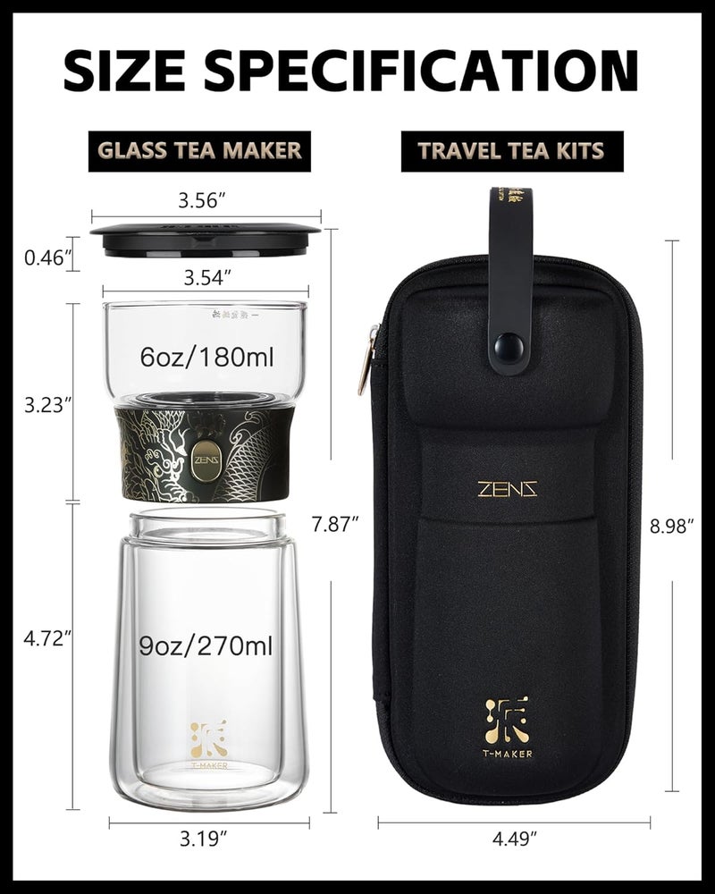 Zens Cool Glass Teapot with Infuser, Smart One Touch Tea Maker for Loose Tea Diffusers with Insulated Mug and Portable Tea Kits, Enchanted Teapot Alternatives for Tea Lover Gifts - Image 5
