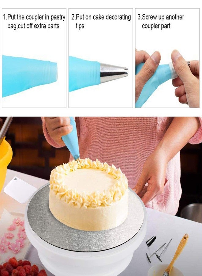 Miecux Cake Decorating kit - Cake Turntable and 10 inch Cake Board,2 Icing Spatula 3 Cake Scrapers,Cake Brush,Cake Flower Lifter,Cake Pen,3 Pastry Bags 24 Stainless Icing Tip 6 Piping Tip Couplers - Image 5