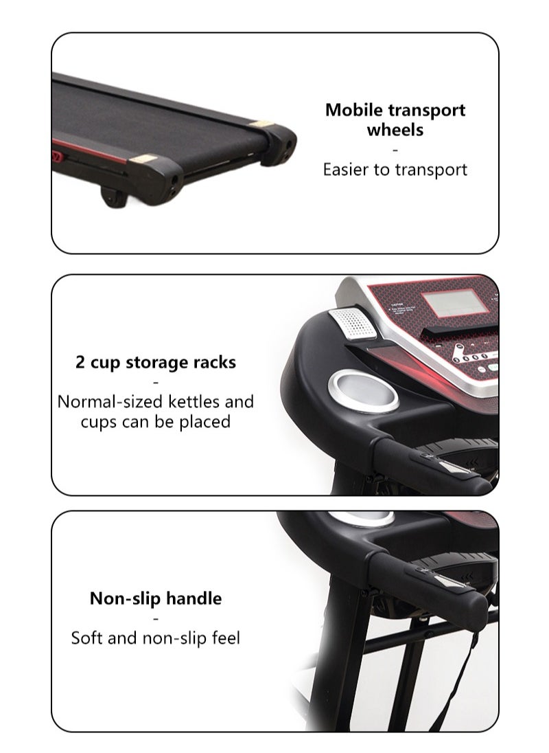 2.5HP, 1-14KM/H Luxury Multifunctional Electric Treadmill with Lift, LCD Display, and Mobile Phone Holder