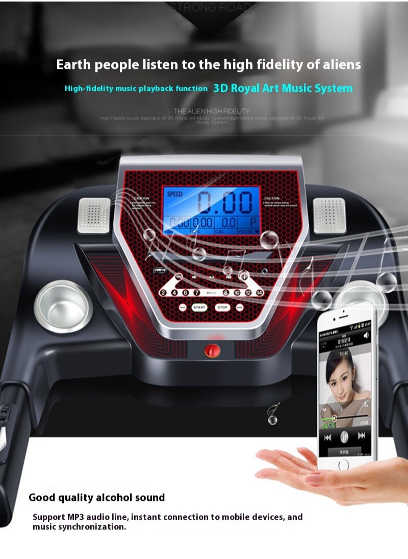2.5HP, 1-14KM/H Luxury Multifunctional Electric Treadmill with Lift, LCD Display, and Mobile Phone Holder