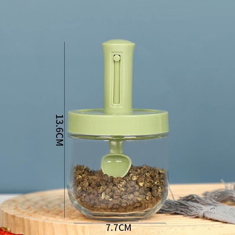 KOYET Spoon Lid Integrated Telescopic Seasoning Jar Transparent Storage Container with Spoon Kitchen Transparent Sealed Seasoning Box 300ml 3pcs - Image 2