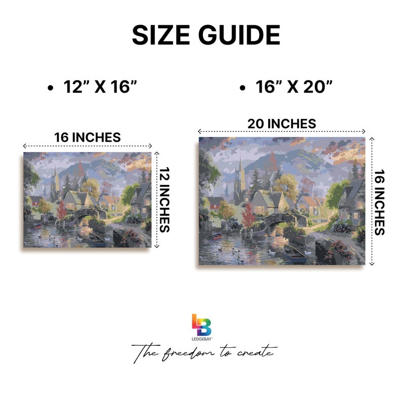 Ledgebay DIY Paint by Numbers Kit for Adults Framed Canvas: Beginner to Advanced Paint by Numbers Kit, Kits Include Acrylic Paint Set Brushes & Tabletop Easel (Mountain Village 12"x16" Framed) - Image 5