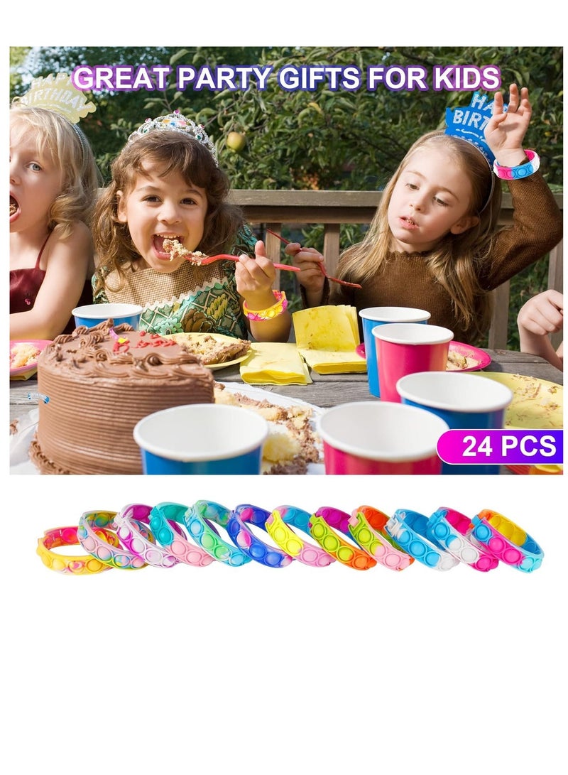 FengSVMA Pop Fidget Toys Its Party Favors Kids Toys , 24 PCS Pop Bracelet It Fidgets Packs Toddler Toys Party Supplies , Basket Stuffers Stress Sensory Toys Pop Girls&Boys Toys - Image 3