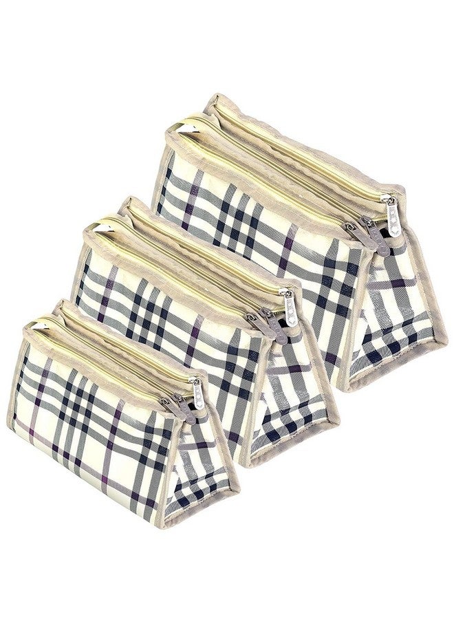 STACKRAID Set of 3 Synthetic cosmetic toiletry bag pouch 3 different sizer multipurpose cosmetic toiletry kit pouch Shaving Kit Bag Travel & Cosmetic Pouch for Men & Women (Checks Design) - Image 1