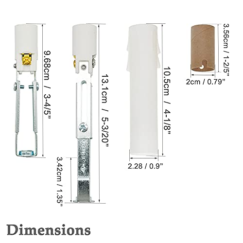 EMNOOTI Candelabra E12 Light Socket,Length Adjustable Ceramic Bulb Socket for Chandelier Lighting,Candelabra Lamp Holder with White Candle Cover Sleeves (4-Pack) - Image 5