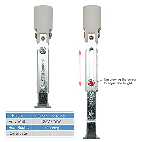 EMNOOTI Candelabra E12 Light Socket,Length Adjustable Ceramic Bulb Socket for Chandelier Lighting,Candelabra Lamp Holder with White Candle Cover Sleeves (4-Pack) - Image 4