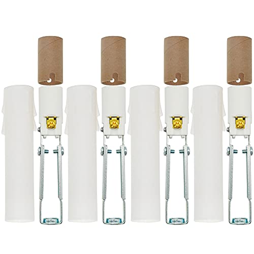 EMNOOTI Candelabra E12 Light Socket,Length Adjustable Ceramic Bulb Socket for Chandelier Lighting,Candelabra Lamp Holder with White Candle Cover Sleeves (4-Pack) - Image 1