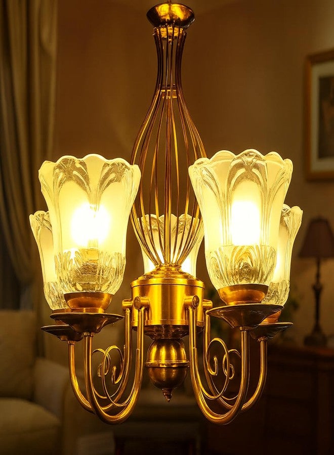 Fioca Stylish Ceiling Light Antique Design Brass Five 5 Lamp Chandelier Jhoomer, Pendant, Ceiling Light Lamp(Ac) - Image 5