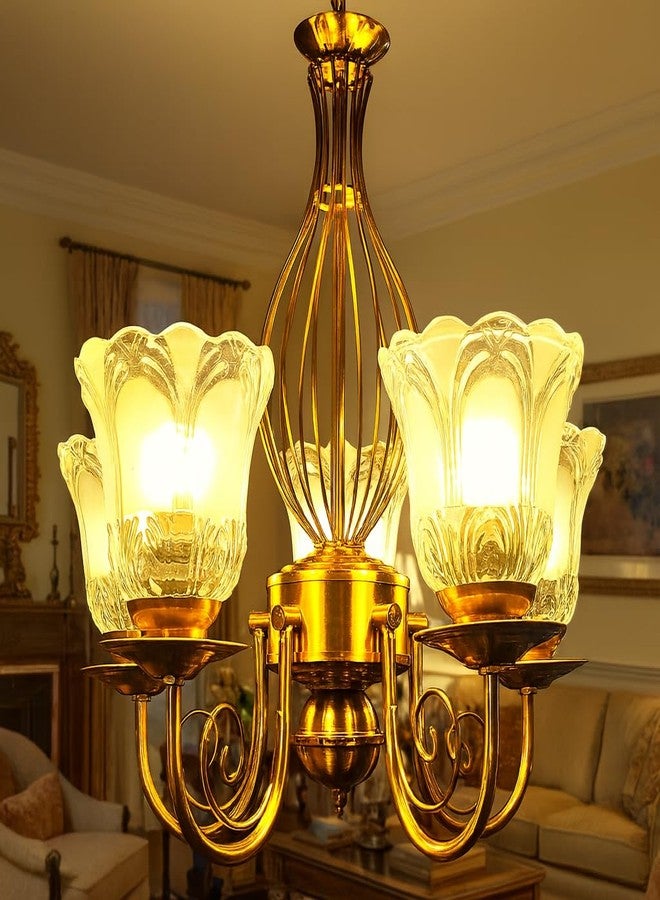 Fioca Stylish Ceiling Light Antique Design Brass Five 5 Lamp Chandelier Jhoomer, Pendant, Ceiling Light Lamp(Ac) - Image 4